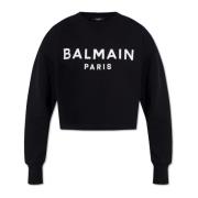 Balmain Kortad sweatshirt Black, Dam