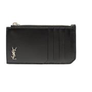 Saint Laurent Svart Läderplånbok med Bältesöglor Black, Herr