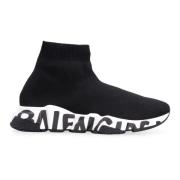 Balenciaga Svarta Speed Graffiti Sock Sneakers Black, Dam