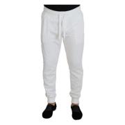 Dolce & Gabbana Vita Logo Bomullssweatpants, Klassisk Passform White, ...