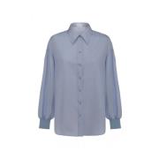 Alexander McQueen Blå Silkeskjorta för Kvinnor Blue, Dam