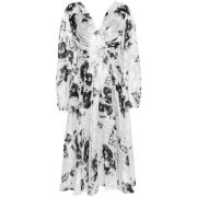 Ermanno Scervino Blommig Georgette Midi Klänning White, Dam