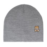 Moschino Grå Ull Logo Hatt Gray, Dam