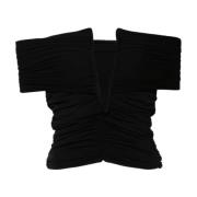 Magda Butrym Svart Off Shoulder Blus Black, Dam