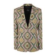 Etro Multi Tryckt Siden Twill Jacka Multicolor, Dam