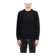 Paolo Pecora Ull Crewneck Tröja Black, Herr