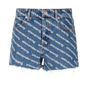 Alexander Wang Logo Print Denim Shorts Blue, Dam