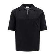 Saint Laurent Svart V-ringad T-shirt, Tillverkad i Italien Black, Herr