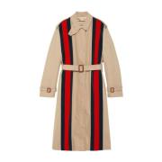 Gucci Cruise Kappor med Signature Web-Stripe Trim Brown, Dam