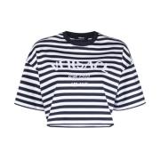 Versace Nautiska Ränder Logo Cropped T-Shirt Multicolor, Dam
