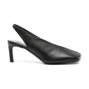 Jil Sander Svart Läder Slingback med Låg Klack Black, Dam