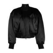 Alexander Wang Svart Cropped Bomberjacka Black, Dam