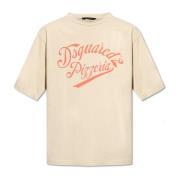 Dsquared2 T-shirt med logotyp Beige, Herr