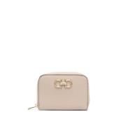 Salvatore Ferragamo Beige Gancini-Plaque Läderplånbok Beige, Dam