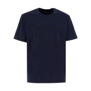Brioni Navy Crew-neck T-shirt med Frambroderi Blue, Herr