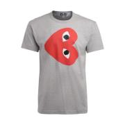 Comme des Garçons Play Grå T-Shirt för Män med Rött Horisontellt Hjärt...