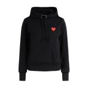 Comme des Garçons Play Svart Hoodie med Rött Hjärta Black, Dam