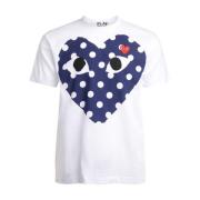 Comme des Garçons Play Vit herr T-shirt med blå prickigt hjärta White,...