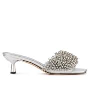 Michael Kors Silver Amal Kitten Klack Sandal Gray, Dam