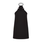 Valentino Svart Halterneckklänning med Blomsterapplikation Black, Dam