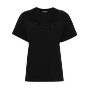 Mugler Svart Bomull Jersey Top Black, Dam