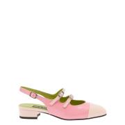 Carel Rosa Slingback Mary Janes med Blockklack Pink, Dam