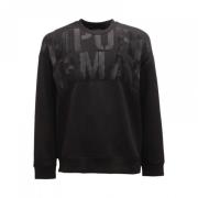Emporio Armani Svart Double Jersey Sweatshirt med Broderad Maxi Logo B...