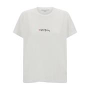 Stella McCartney Vit T-shirt med broderad logotyp White, Dam