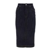 Dolce & Gabbana Mörkblå stretch denimkjol Blue, Dam