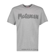 Alexander McQueen Graffiti Print T-shirt Gray, Herr