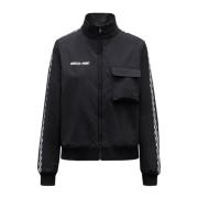 Moncler Svart Polyesterjacka med Logodetalj Black, Herr