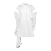 Alexander McQueen Asymmetrisk Bomullsskjortklänning White, Dam