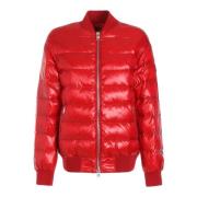 Woolrich Quiltad Bomberjacka i Marine Scarlet Red, Dam