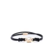 Valentino Garavani Svart Läder Rockstud Armband Black, Herr