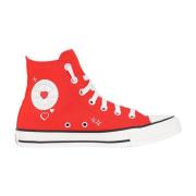 Converse Röda höga sneakers med hjärtmönster Red, Dam