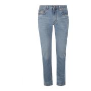 Versace Denim Stretch Jeans med Stone Washing Blue, Herr