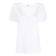 Agolde Vit V-Hals T-Shirt White, Dam