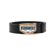 Dsquared2 Svart Läder Twins Bälte Black, Herr