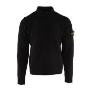 Stone Island Svart Ulltröja för Herrar Black, Herr