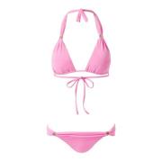 Melissa Odabash Rosa Halterneck Bikini Topp med Gyllene Trims Pink, Da...