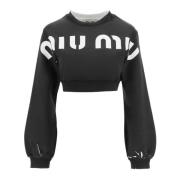 Miu Miu Svart Logo Sweatshirt för Kvinnor Black, Dam