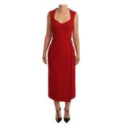 Dolce & Gabbana Röd Midi Klänning Red, Dam