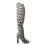 Dolce & Gabbana Leopard Stretch Over Knee Stövlar Multicolor, Dam