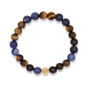 Nialaya Men's Wristband with Blue Dumortierite, Brown Tiger Eye and Go...