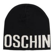 Moschino Multifärgad Logo Beanie Black, Dam