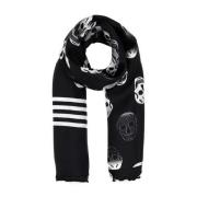 Alexander McQueen Tryckt Satin Foulard Black, Herr