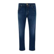 Jacob Cohën Slim Cropped Carrot Jeans Blue, Herr