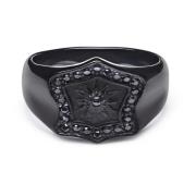 Nialaya Men's Black Shield Ring Black, Herr