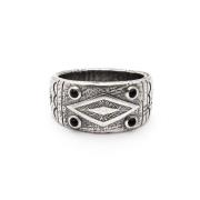 Nialaya Engraved Vintage Silver Ring with Matte Onyx Gray, Herr