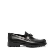 Salvatore Ferragamo Svarta Läder Gancini Loafers Black, Herr